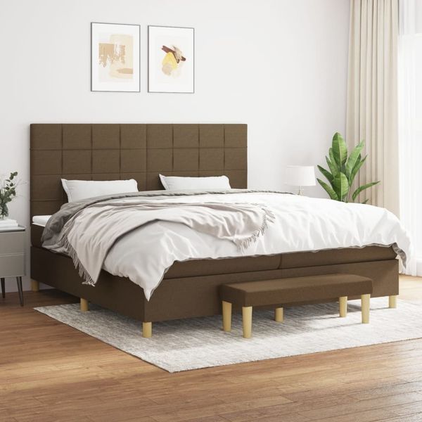 vidaXL Boxspringbett mit Matratze Stoff Dunkelbraun 200x200 cm, Härtegrad: H2 [3137184]