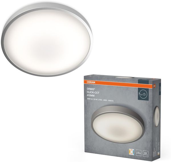 Osram Orbis LED-Deckenleuchte Wandleuchte mit Weißlichtwechselfunktion über Wandschalter, dimmbar, Anbauleuchte in Weiß aus Aluminium, IP20-Schutz, für dekorative Wohnbeleuchtung