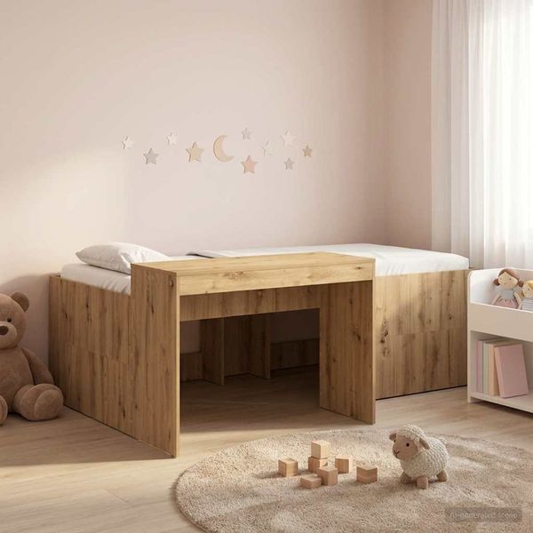 vidaXL Hochbett mit Schreibtisch für Kinder Artisan-Eiche 3422666