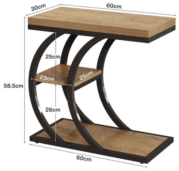 Tribesigns Beistelltisch 3-stufiger schmaler C-förmiger Couchtisch mit Stauraum, Nachttisch (1 x Beistelltisch - 1 x Zubehörpaket - 1 x Anleitung), mit Stauraum Bild 4