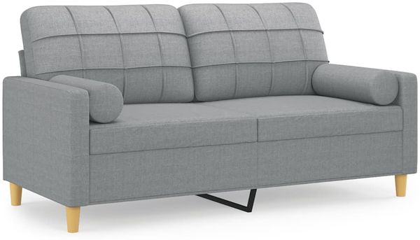 vidaXL 2-Sitzer-Sofa mit Zierkissen Hellgrau 140 cm Stoff 3200782 Bild 2