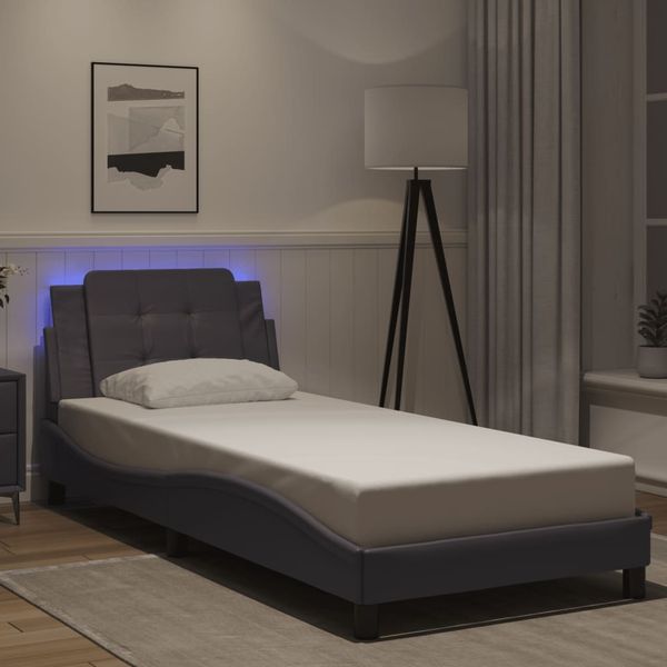 vidaXL Bettgestell mit LED ohne Matratze "Zadar" Grau 90x200 cm 3214085