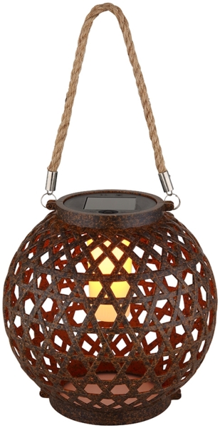 LED Solarleuchte, Kugel, Feuer-Effekt, Laterne, H 36 cm