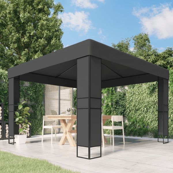 Gartenpavillon, Pavillon mit Doppeldach 3 x 3 m Anthrazit