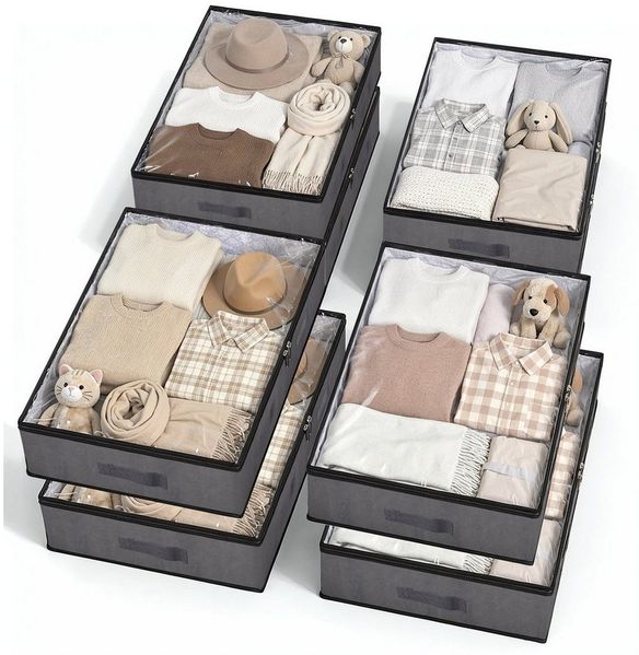 Sekey Unterbettkommode Unterbett Aufbewahrungsbox mit deckel transparente Aufbewahrungstasche, Aufbewahrungstasche Organizer für Kleiderschrank Aufbewahrung 90L x 8