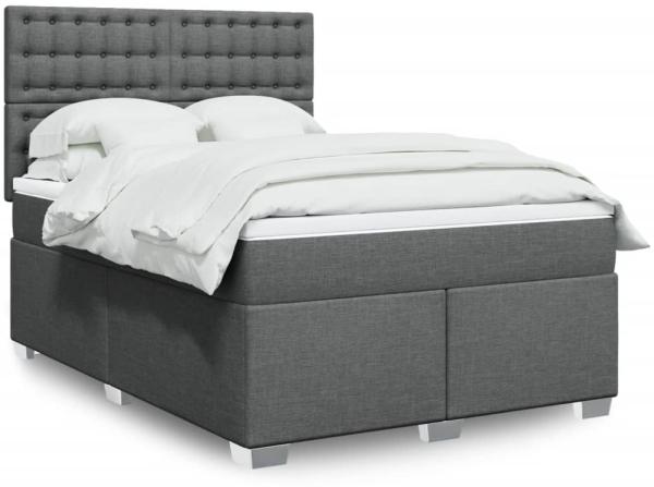 vidaXL Boxspringbett mit Matratze Dunkelgrau 140x200 cm Stoff 3290526