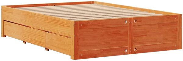 vidaXL Massivholzbett ohne Matratze mit Schubladen Braun 150x200 cm 3308803 Bild 3