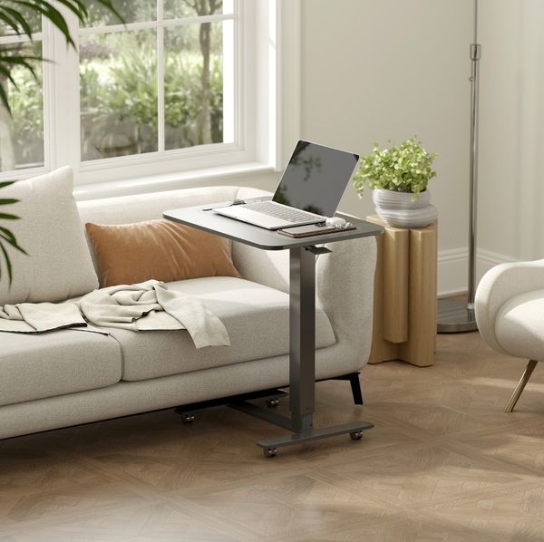 Stehpult 65 x 48 x 73-110 cm in Schwarz – höhenverstellbarer mobiler Schreibtisch mit 4 Rollen