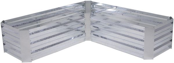 Hochbeet KAUNAS Silber Stahl | Eck-Beetumrandung Metall-Hochbeet für Garten Balkon-Beet Gemüsebeet Kräuterbeet