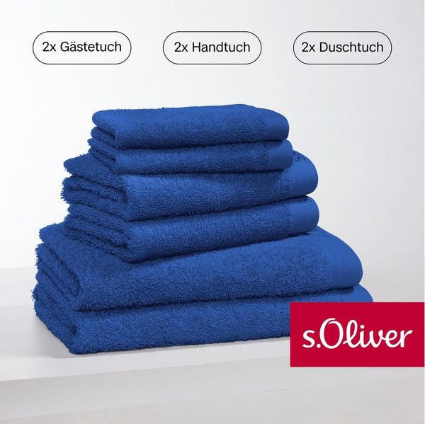 s.Oliver Handtuch Set s.Oliver, Premium Qualität, 600 gr/m², Walkfrottier (Set, 6-St), 2 Gästetücher 30x50, 2 Handtücher 50x100, 2 Duschtücher 70x140