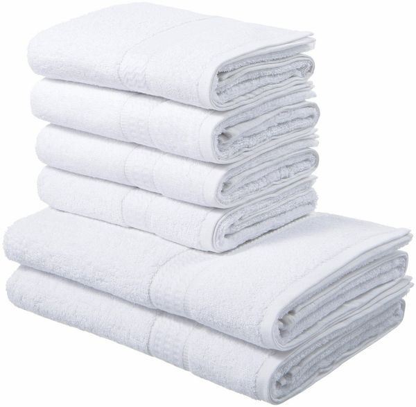 OTTO home Handtuch Set Juna, 6-tlg, 2 Duschtücher (70x140) 4 Handtücher (50x100), Walkfrottee (6-St), 100% Baumwolle, Handtuch-Set mit Bordüre, Uni-Farben, weich