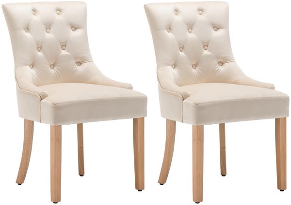 2er Set Stühle aus Samt 56 x 91 x 63 cm Creme