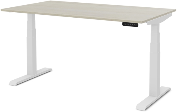 ASSMANN Elektrisch Höhenverstellbarer Familien Schreibtisch Pitino 120x70cm Eiche Polar Signalweiß Metall Holz