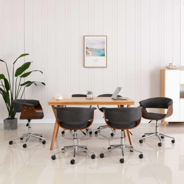 vidaXL Drehbare Esszimmerstühle 6 Stk. Grau Stoff, Drehbar [3054886]