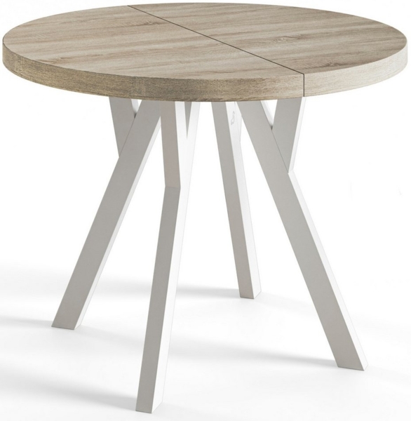 Alpi-Möbel Esstisch Wohnzimmertisch - Ausziehbarer runder Tisch 80-120 cm - Sonoma Eiche, Ausziehbar, 2 x Einsatz 50 cm