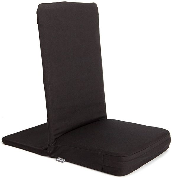 Bodhi Mandir Bodenstuhl | Meditationsstuhl mit dickem Sitzkissen | Komfortabler Bodensessel mit gepolsterter Rückenlehne | Waschbarer Bezug | Ideal für Freizeit, Yoga & Meditation (black)
