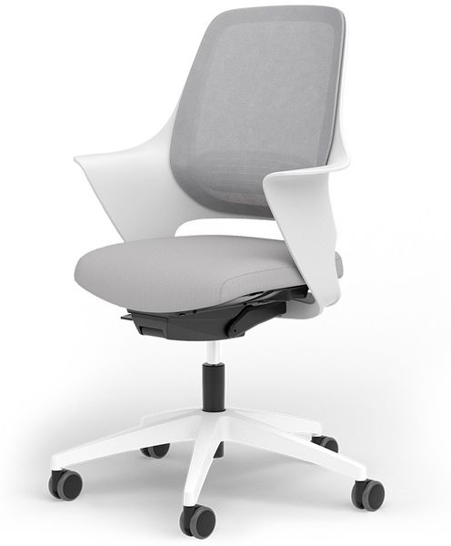 Ergotopia WellBack Bürostuhl Weiß-Grau - Ergonomisch mit Lordosenstütze & Synchronmechanik
