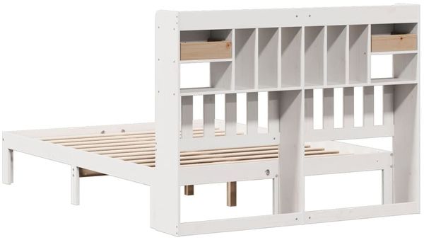 vidaXL Massivholzbett mit Regal ohne Matratze Weiß 150x200 cm Kiefer 3322604 Bild 6