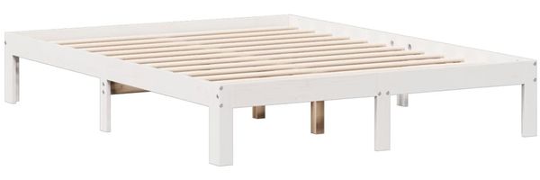 vidaXL Massivholzbett mit Regal ohne Matratze Weiß 150x200 cm Kiefer 3322604 Bild 8