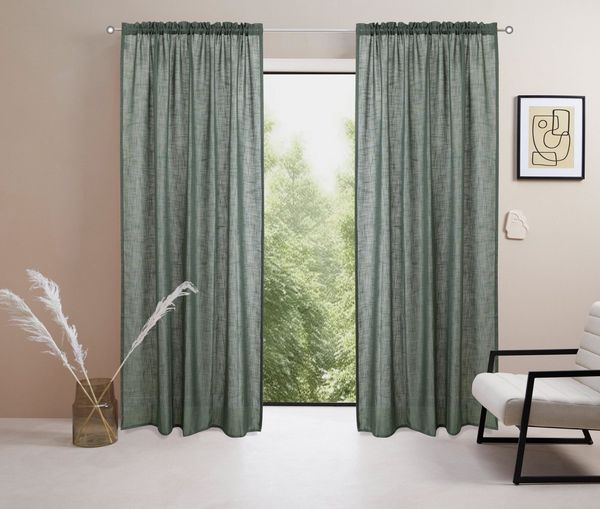 LeGer Home by Lena Gercke Gardine Marusha (1 St), Stangendurchzug, halbtransparent, Leinenoptik, grob gewebt, verschiedene Größen