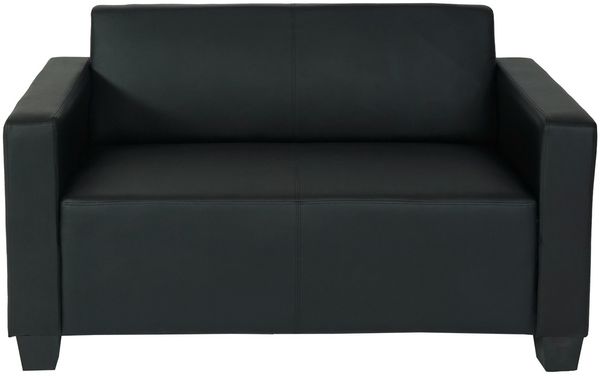 2er Sofa Couch Lyon Loungesofa Kunstleder ~ schwarz Bild 4