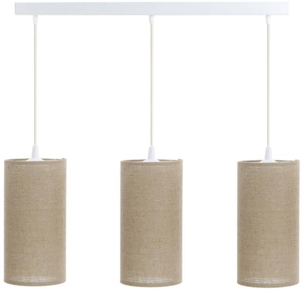 BPS Koncept 0T0-L3-003 Hängeleuchte BOHO ELEGANT E27 3x40W Stoff strukturiert auf PVC-Kunststoff beige H:102cm Ø15cm dimmbar