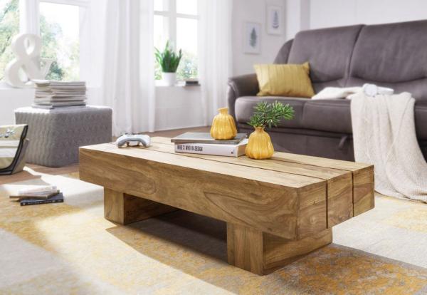 Couchtisch Massivholztisch ASMO 120x45x30 cm Holz Akazie