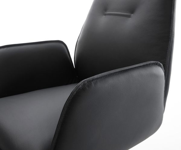 Esszimmerstuhl Zoa-Flex Echt-Leder Schwarz Kufengestell Edelstahl Taschenfederkern Bild 4