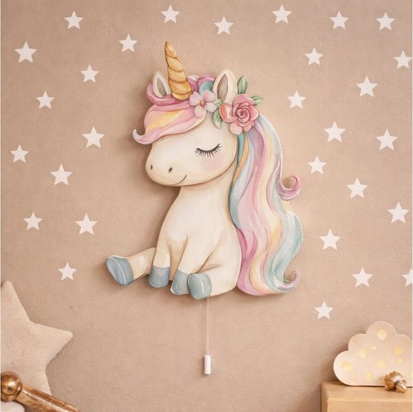 COZYCOLLECTIONS LED Wandleuchte Kawaii Einhorn LED-Nachtlicht Kinderzimmer, LED, Warmweiß, Montessori: sanftes Licht für ruhige Abendrituale