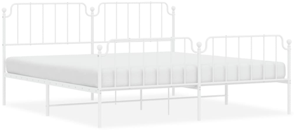 vidaXL Bettgestell mit Kopf- und Fußteil, Metall, Weiß, 193x203 cm