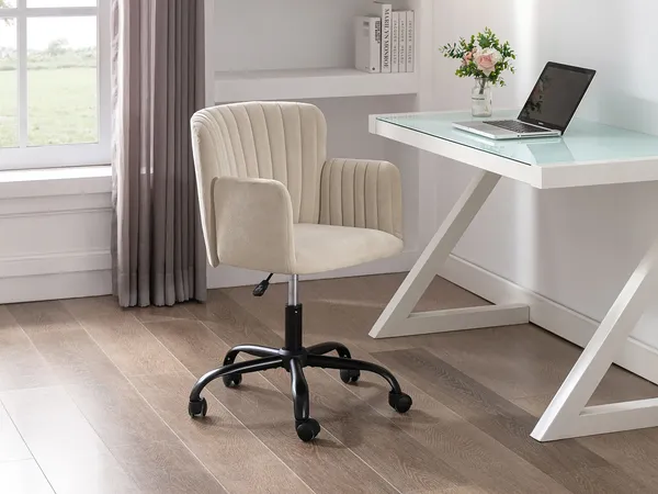 Vente-unique - TOARA Office chair Stoff Beige - B 54 cm x H 87 cm77 cm x L 53 cm