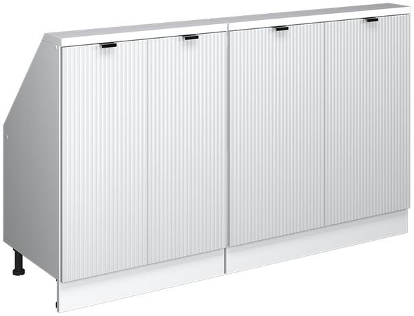 Küchenschrank für Dachschrägen R-Line Weiß Riffel 140 cm 2er Set Vicco
