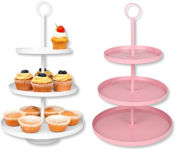 4x Etagere 3 Etagen aus Metall Servierständer Kuchenständer Gebäckständer Präsentierständer Tischdeko Stufenregal Dekoregal