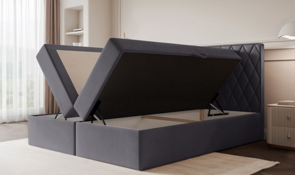 Selsey 'Carenzo' Boxspringbett mit Bonellmatratze, Topper, Velours, taubengrau, 140x200 cm Bild 3