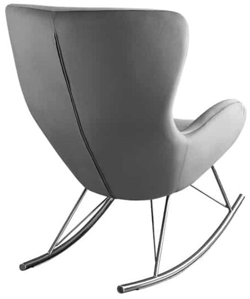 Bequemer Schaukelstuhl HYGGE grau Samt Chrom Sessel Bild 8