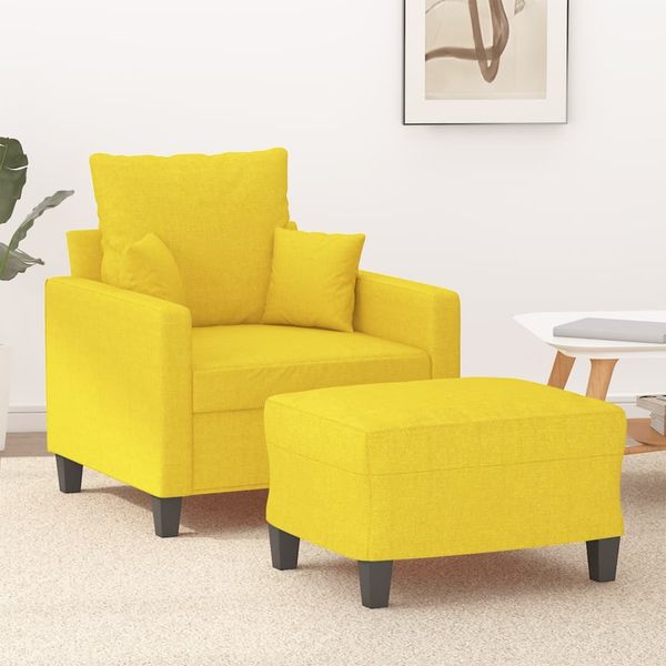 vidaXL Sessel mit Hocker Hellgelb 60 cm Stoff 3201086