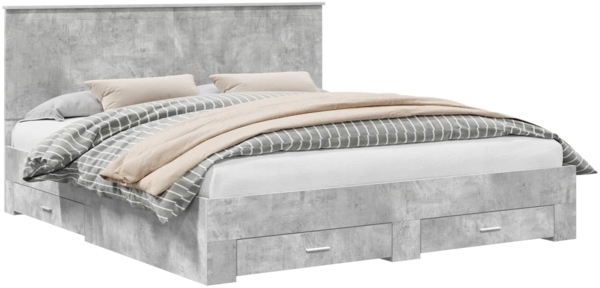 vidaXL Bettrahmen mit Kopfteil Beton Grau 180x200 cm Holzwerkstoff 3411274