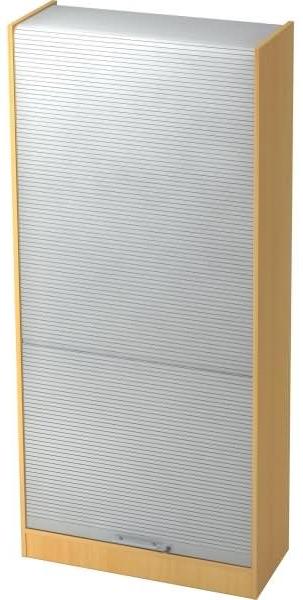 Rollladenschrank 90cm, 5OH RE Buche / Silber