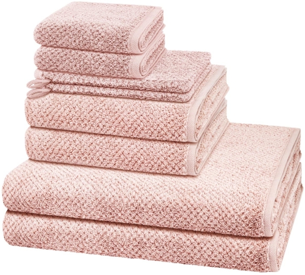 Cawö Pure 8 tlg. Frottier-Set - 2 X Handtuch (50 X 100cm), 2 X Duschtuch (80 X 150cm), 2 X Gästetuch (30 X 50cm), 2 X Waschhandschuh (16 X 22cm) - 494 g/m2 - Puder