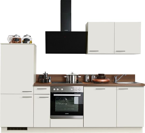 KOCHSTATION Küchenzeile KS-Scafa, vormontiert, mit höhenverstellbaren Füßen, vormontiert, mit, Soft-Close, wahl. mit E-Geräten inkl. Geschirrspüler, Breite 260 cm
