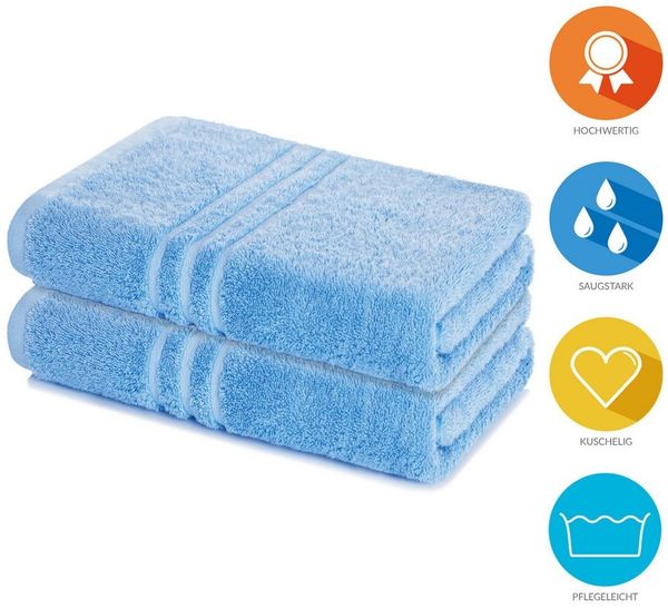 Lavea Badetuch Elena 2er Set Badetücher 100x150 cm, Duschtuch, 500 g/m² Frottier, weich & saugstark, pflegeleicht
