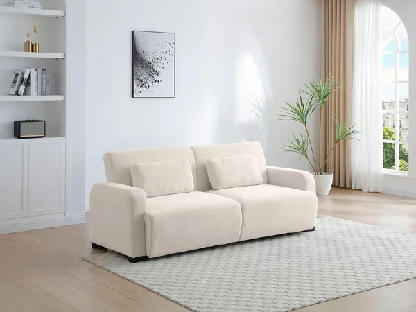 Vente-unique - LOMARIO Sofa Stoff Beige - B 93 cm x H 85 cm x L 213 cm