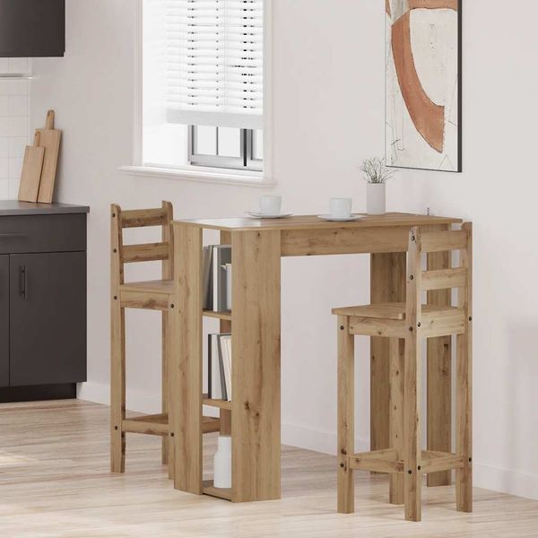 Bartisch, Stehtisch, Bistrotisch mit Regal Artisan-Eiche 102x50x103,5 cm Holzwerkstoff