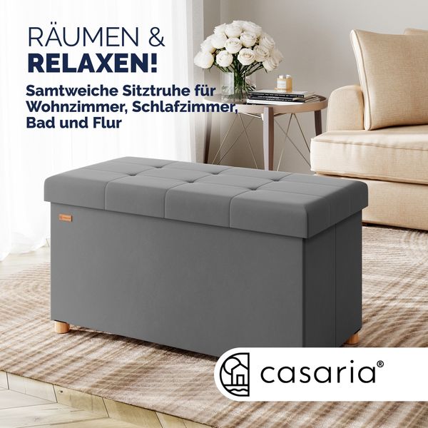 CASARIA® Sitzbank mit Stauraum Samt Anthrazit