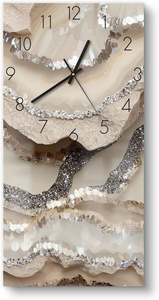 DEQORI Wanduhr 'Funkelnde Steinpracht' (Glas Glasuhr modern Wand Uhr Design Küchenuhr)