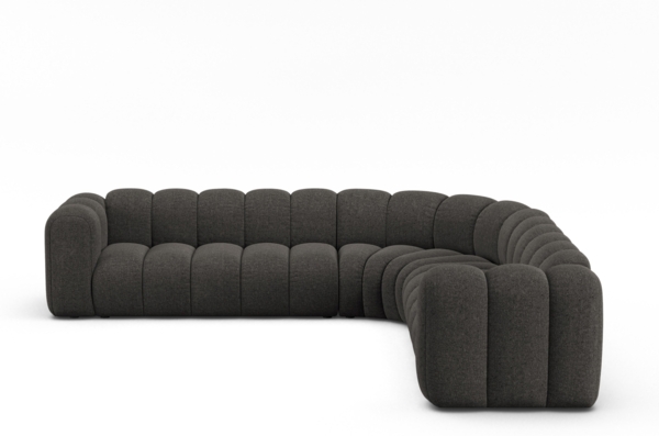 Micadoni symmetrisches Ecksofa Lupine 5-Sitzer Chenille Eden Dunkelgrau