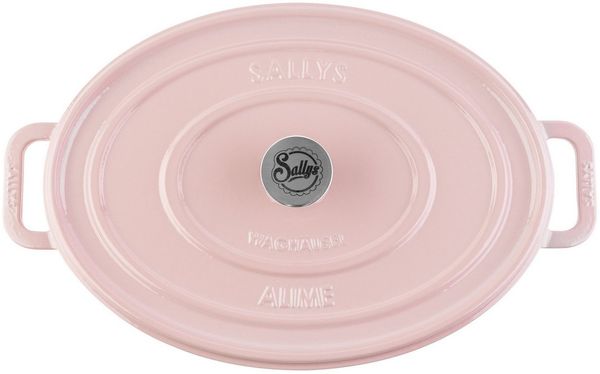 Sallys Bräter Vielseitiger Gusseisentopf ALIME, oval für Brot, Braten & Schmoren, Vollgusseisen mit hochwertiger Emaille-Beschichtung (Schmortopf mit Deckel, inklusive Noppen-Deckel, langlebig & ofenfest bis 250 °C), Gusseisenbräter, 36,5 × 26 cm / Vol...