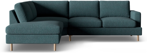 Micadoni Symmetrisches Ecksofa Aliya 4-Sitzer Links Strukturierter Stoff Grün Blau Melange