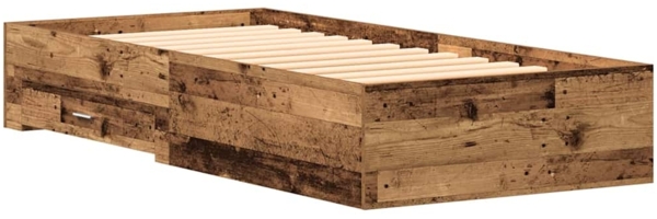 vidaXL Bettrahmen mit Schubladen Altholz 90 x 190 cm Holzwerkstoff 3333990