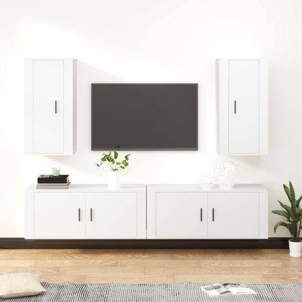vidaXL 4-tlg. TV-Schrank-Set Weiß Holzwerkstoff 3188694